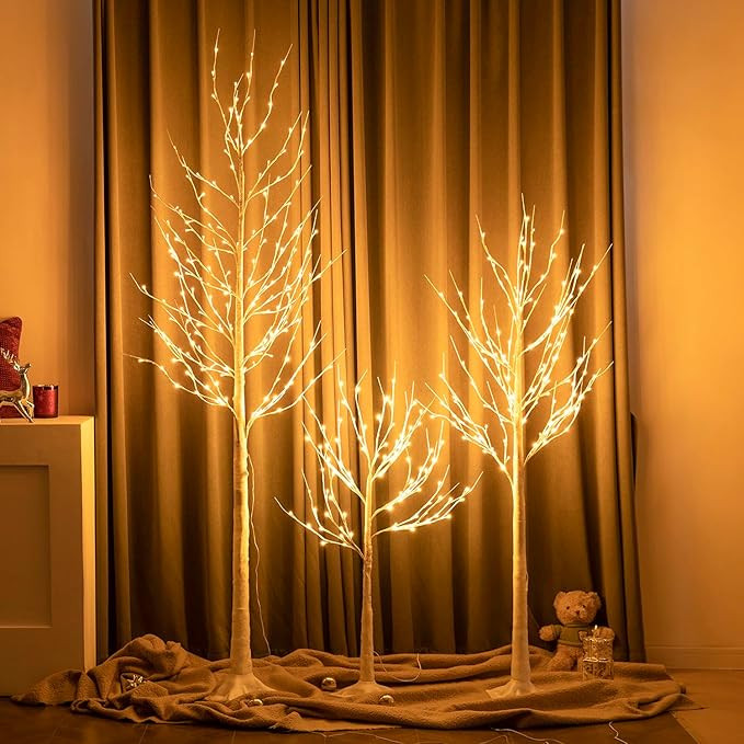LightsUp Artificial Fall Tree 5FT & 6FT, Set of 2 Maple Tree with Lights and Maple Leaves, Prelit... | Amazon (US)