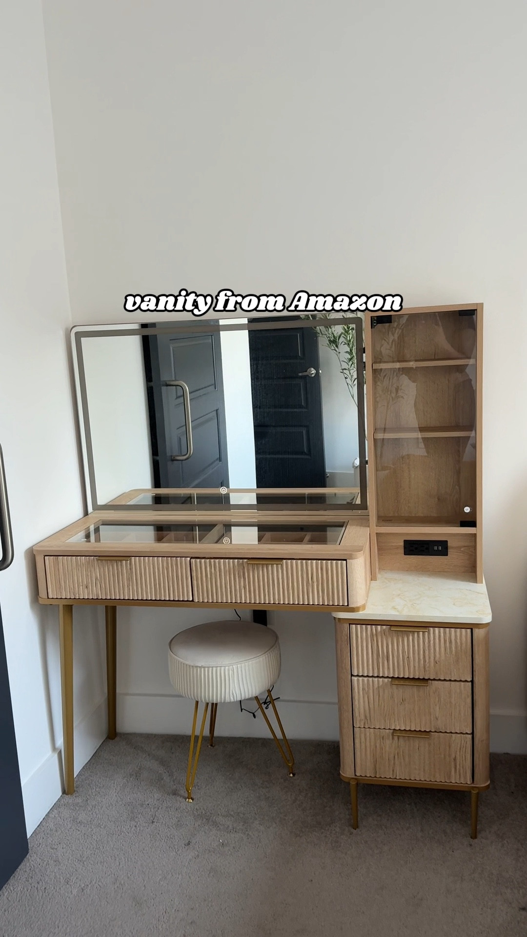 Makeup Vanity from with storage from Amazon under $300. I got it in the color natural oak. 

#LTKgrwm #LTKvlog #LTKHome