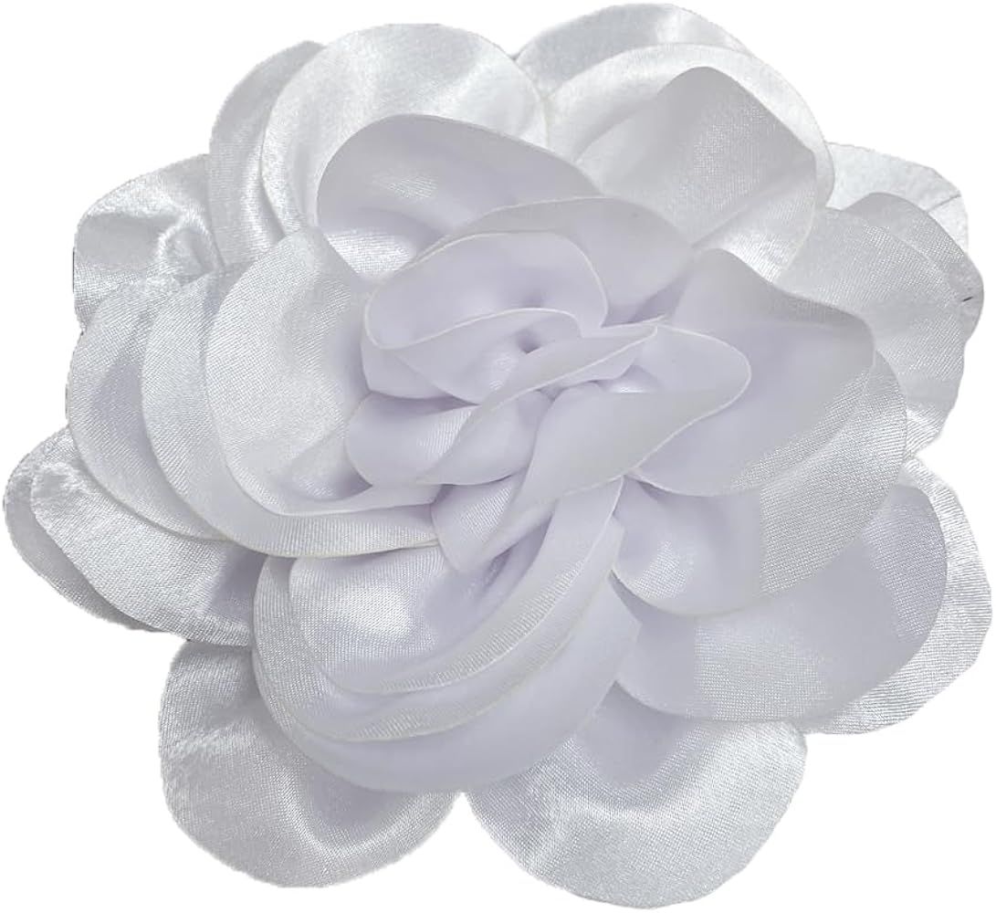 Dainty Satin Fabric Rose Flower Extra Large Big Brooches Lapel Pins Delicate Elegant Silk Camelli... | Amazon (US)