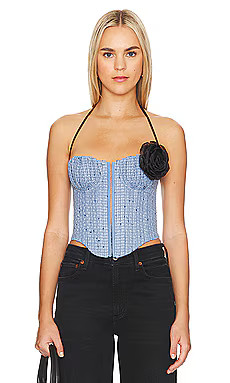 Lovers and Friends Domino Bustier Top in Blue Tweed from Revolve.com | Revolve Clothing (Global)