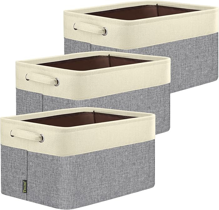 BALEINE 3 Pack Fabric Storage Bins for Shelves, Linen Storage Baskets for Organizing, Decorative ... | Amazon (US)