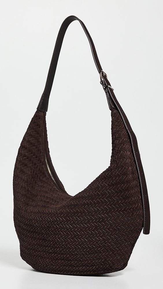 The Essential Curve Shoulder Bag in Handwoven Suede | Shopbop