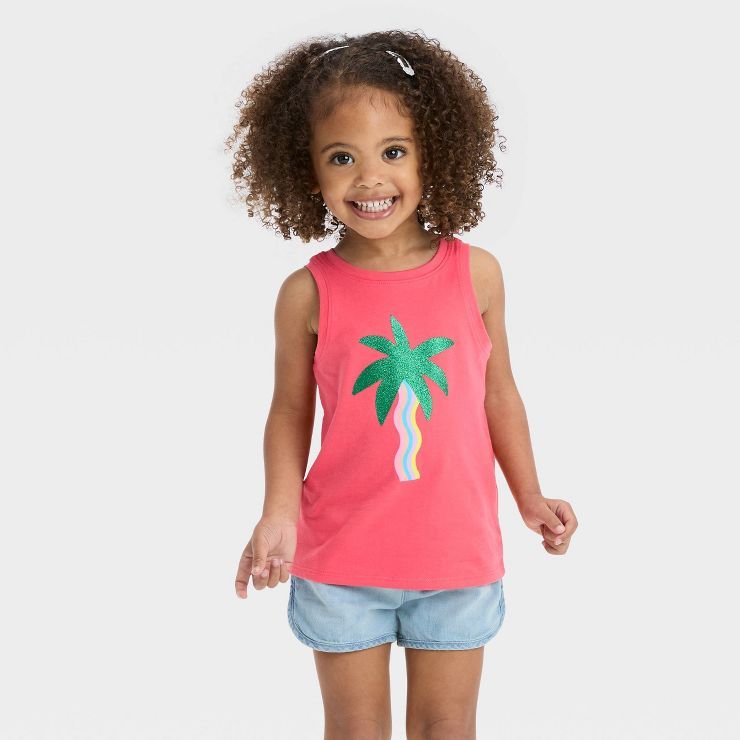 Toddler Girls' Palm Tree Tank Top - Cat & Jack™ Coral Pink | Target