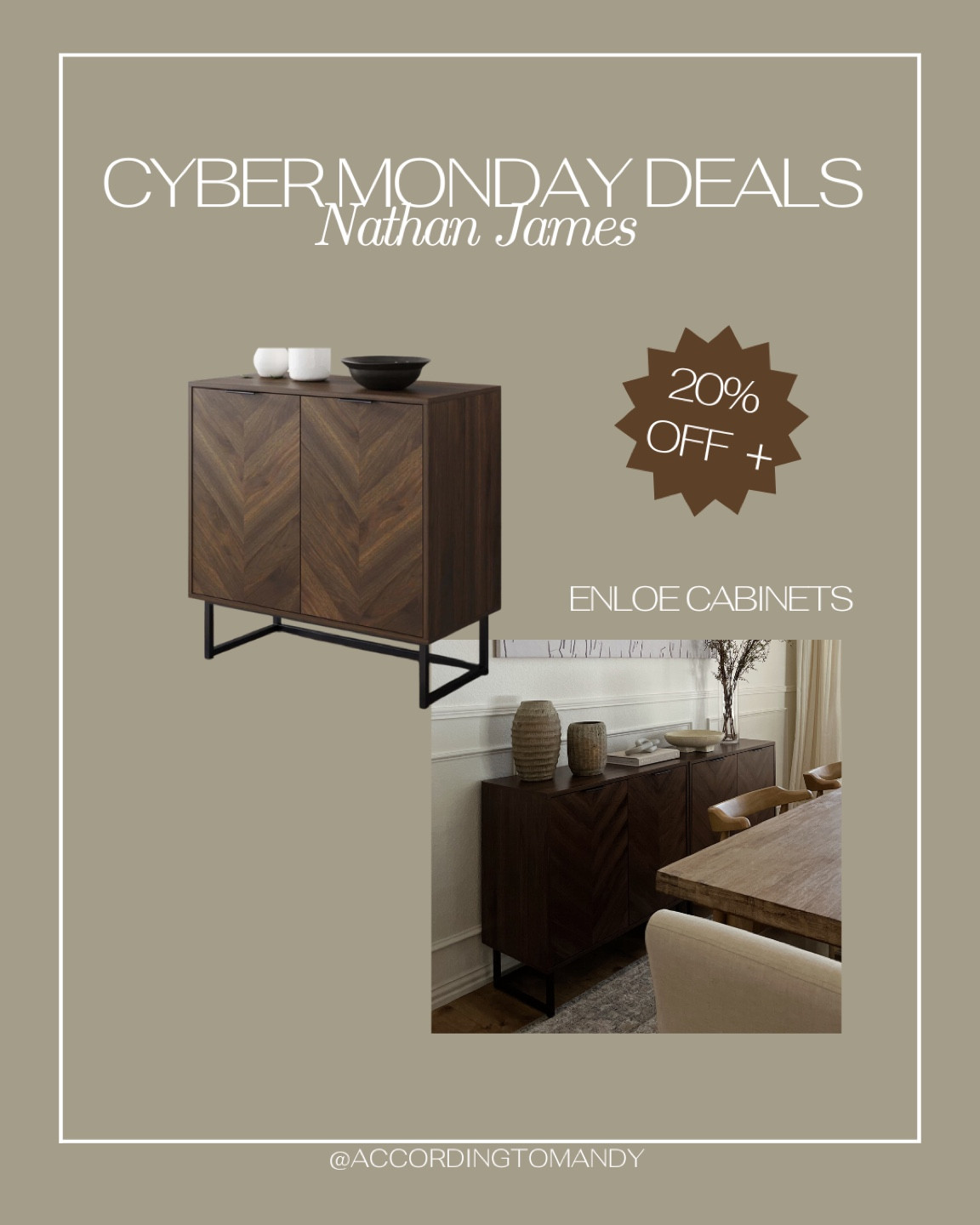 Cyber Monday deals - cabinets 20% off #nathanjamespartner 

#LTKCyberweek #LTKHoliday #LTKhome