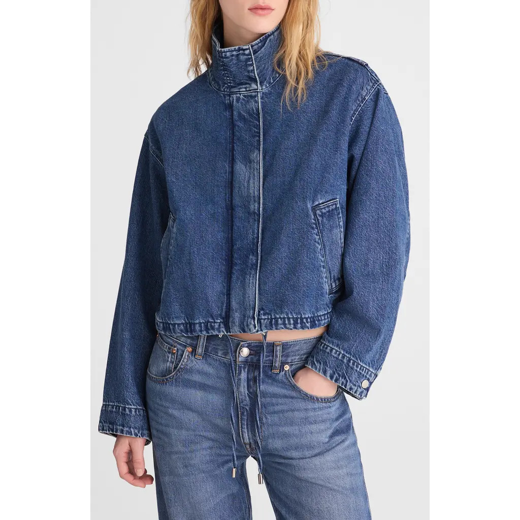 Madewell Denim Crop Field Jacket in Clean Birkdale at Nordstrom, Size X-Large | Nordstrom