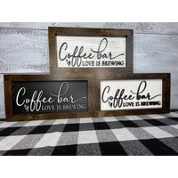 Coffee Bar Sign, Love Is Brewing, Wedding Coffee Sign, 3D Kitchen Farmhouse Station | Etsy (US)