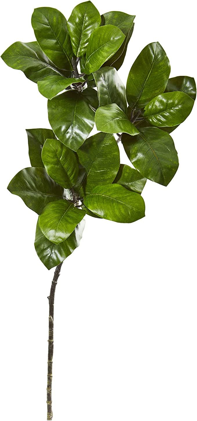 Nearly Natural 35” Magnolia Leaf Artificial Spray (Set of 3) Silk Plants, Green | Amazon (US)