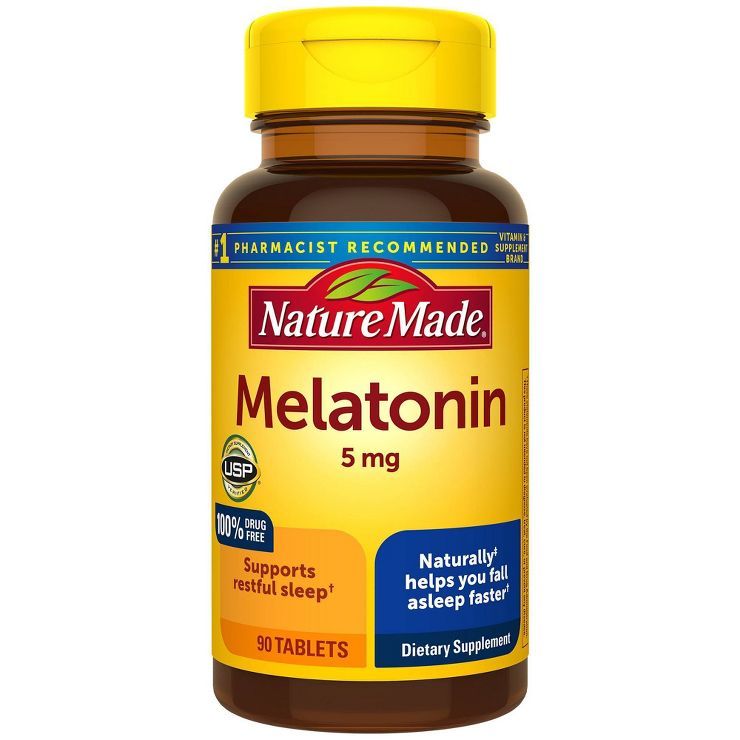 Nature Made Melatonin 5mg Naturally Acting Sleep Aid for Restful Sleep Tablets - 90ct | Target
