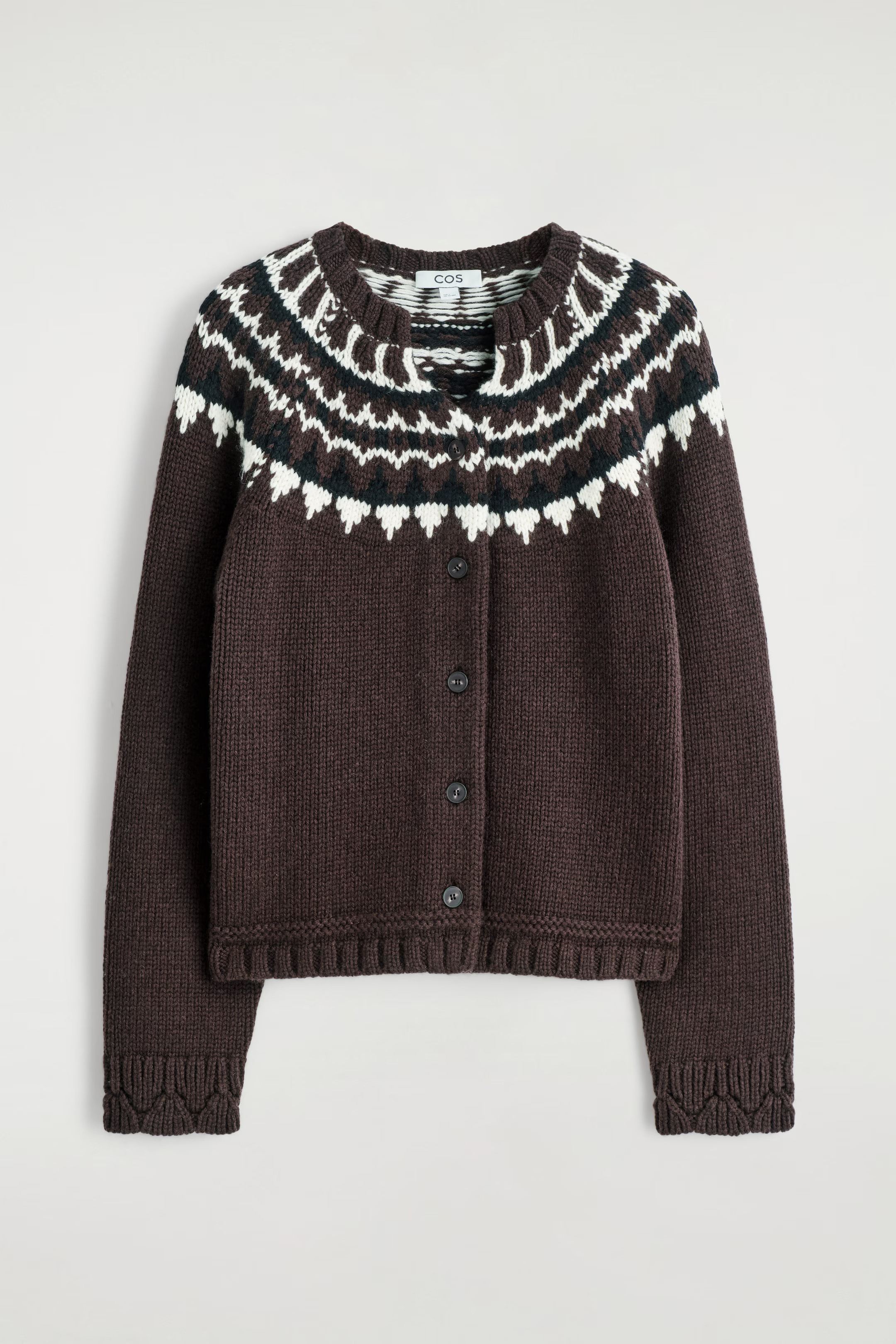 FAIR ISLE WOOL-CASHMERE CARDIGAN - BROWN / WHITE | COS GB | COS UK