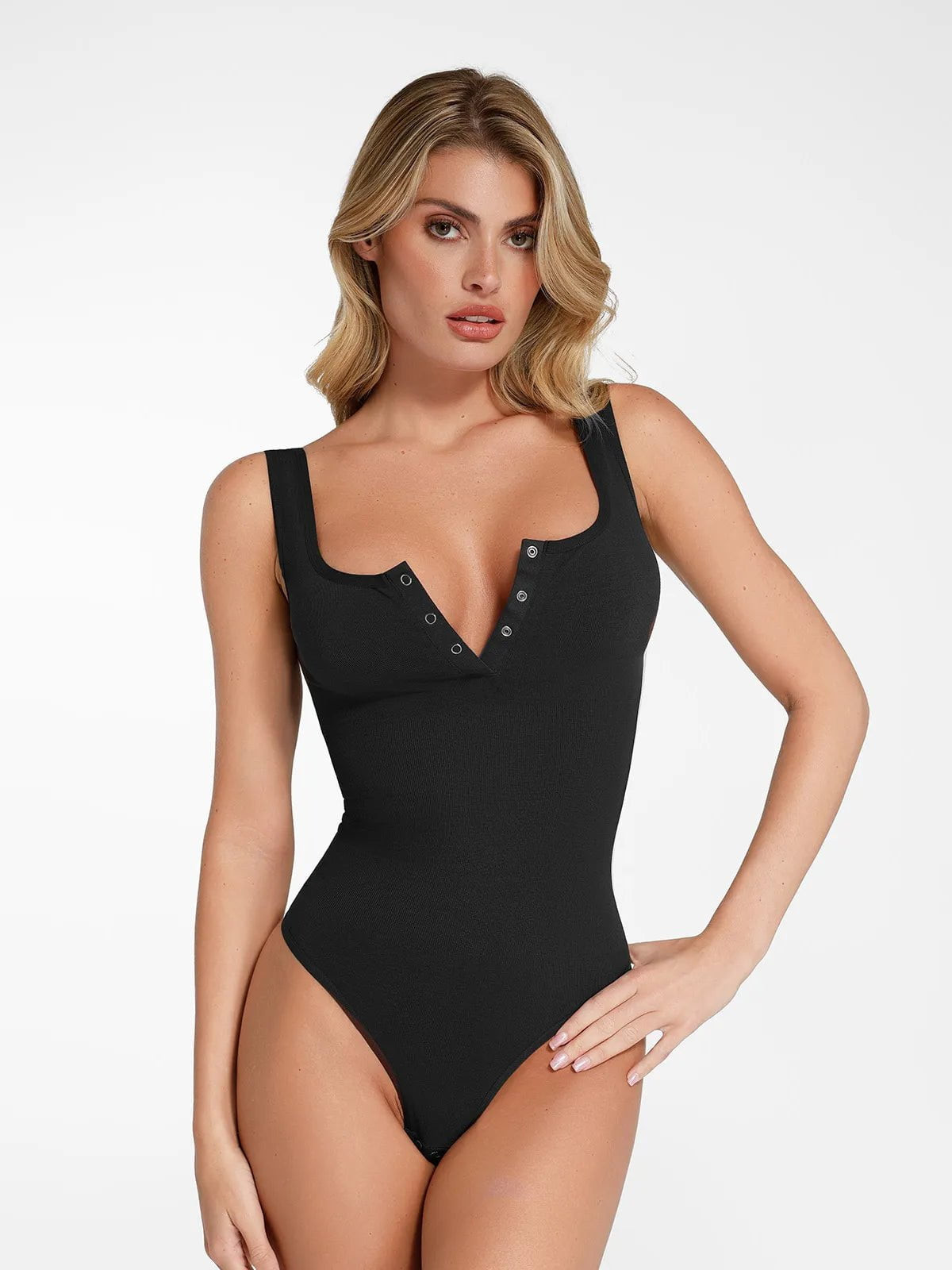 Shapewear Seamless Modal Henley Tank Bodysuit | Popilush