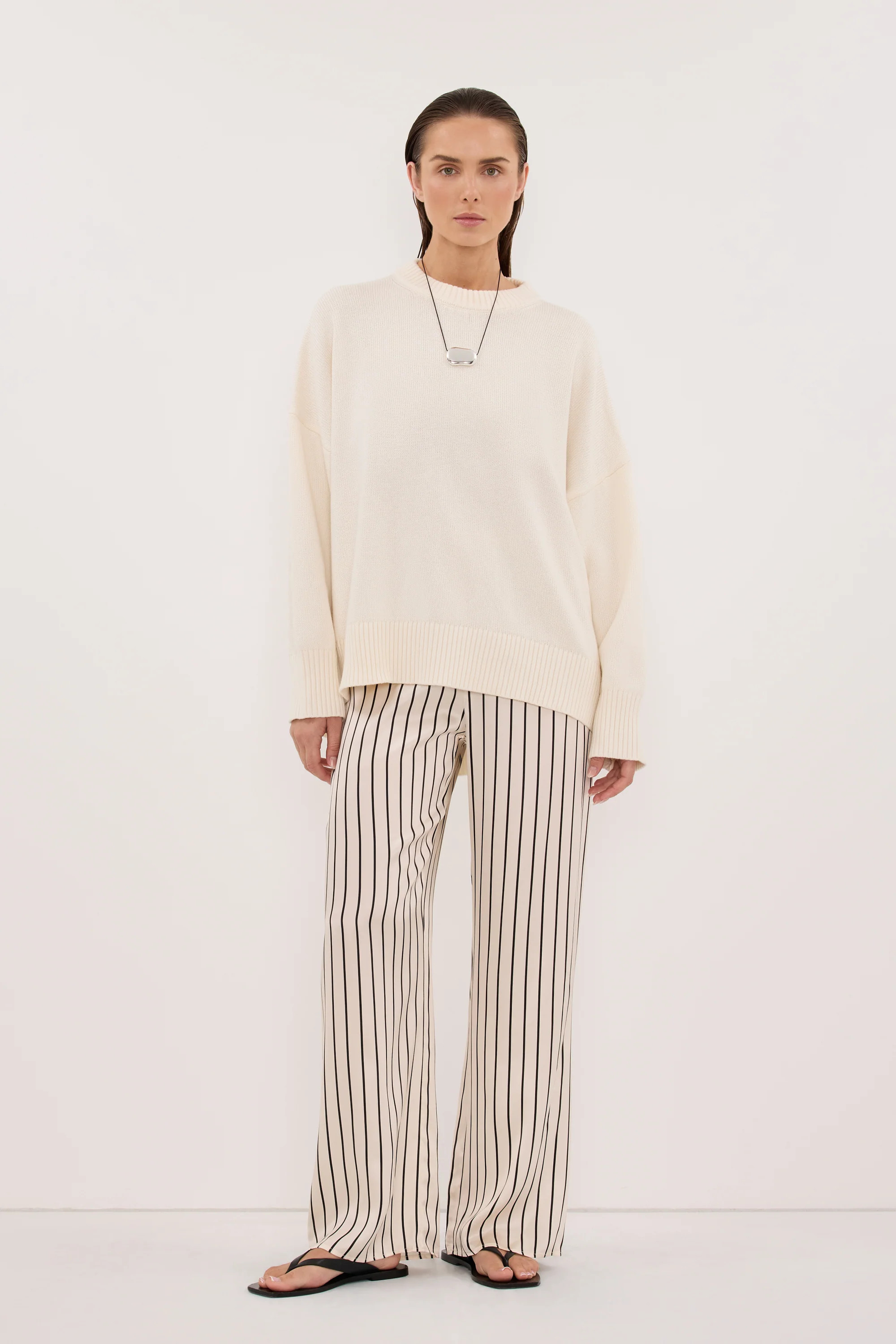 ADRIENNE CREAM SILK PANT | DISSH
