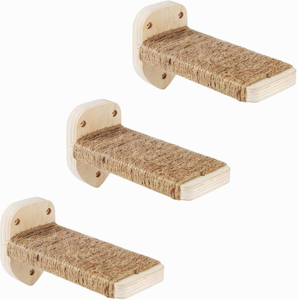 3 Pcs Cat Wall Steps, Cat Shelves and Perches for Wall, Wall-Mounted Cat Climbing Shelf with Hemp... | Amazon (US)
