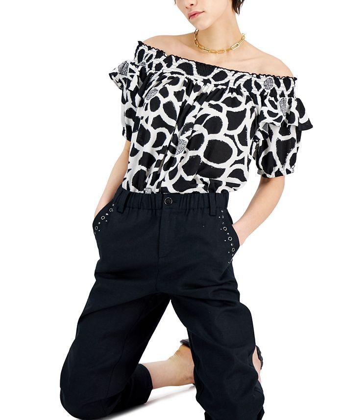 INC International Concepts Printed Off-The-Shoulder Top, Created for Macy's & Reviews - Tops - Wo... | Macys (US)