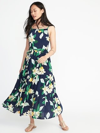 Tie-Belt Sleeveless Tiered Maxi Dress for Women | Old Navy US