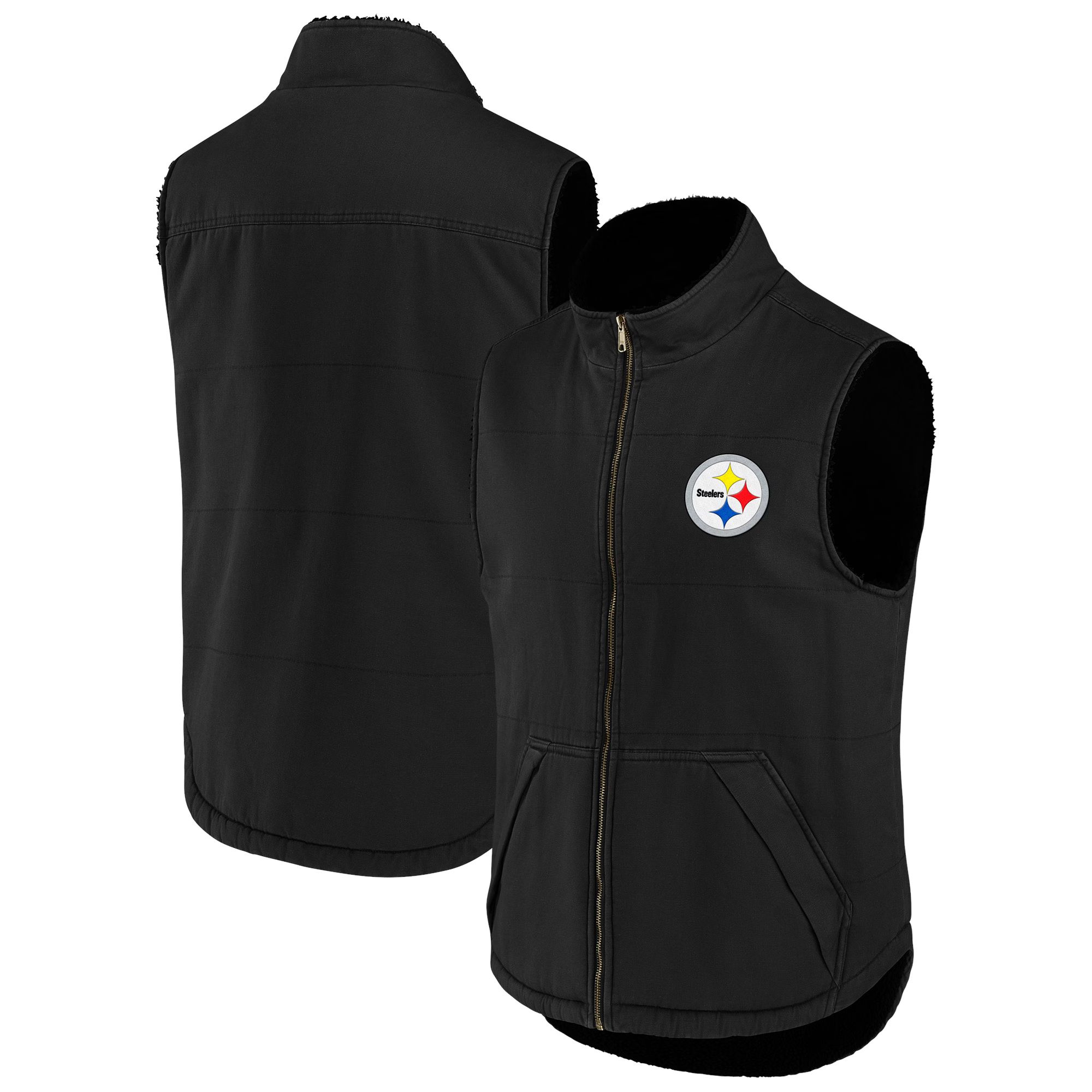 Pittsburgh Steelers NFL x Darius Rucker Collection by Fanatics Sherpa-Lined Full-Zip Vest - Black | Fanatics