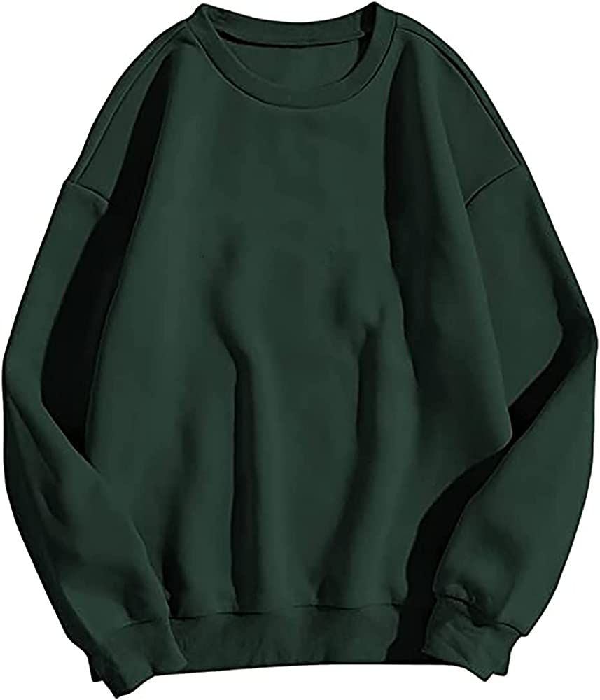 Meladyan Basic Solid Fleece Drop Shoulder Sweatshirt Oversized Premium Crewneck Long Sleeve Pullo... | Amazon (US)