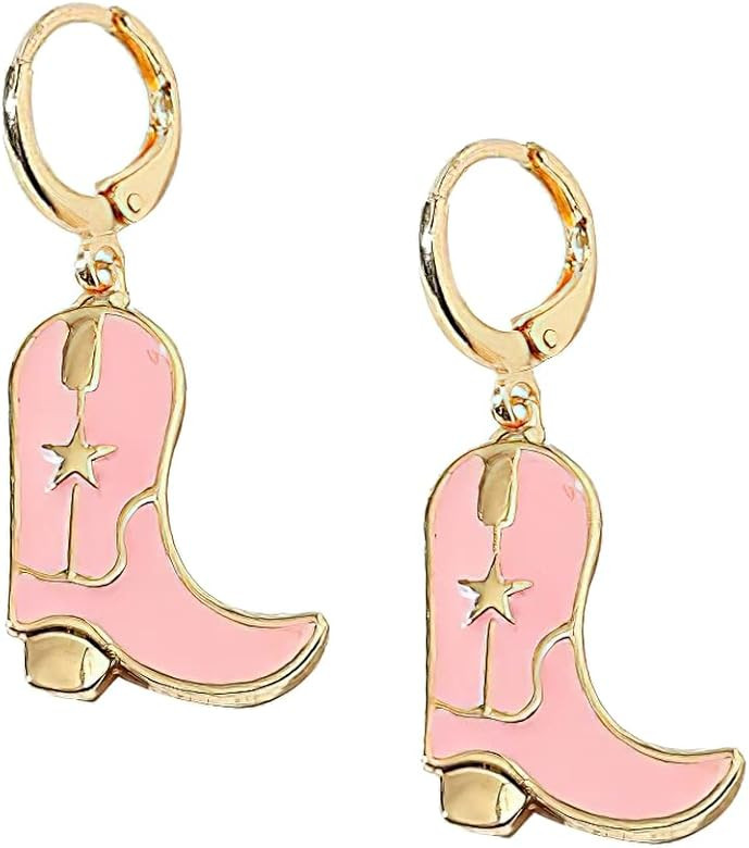 MOEPAPA Enamel Western Cowgirl Boot Earrings Cowgboy Dangle Drop earrings | Amazon (US)