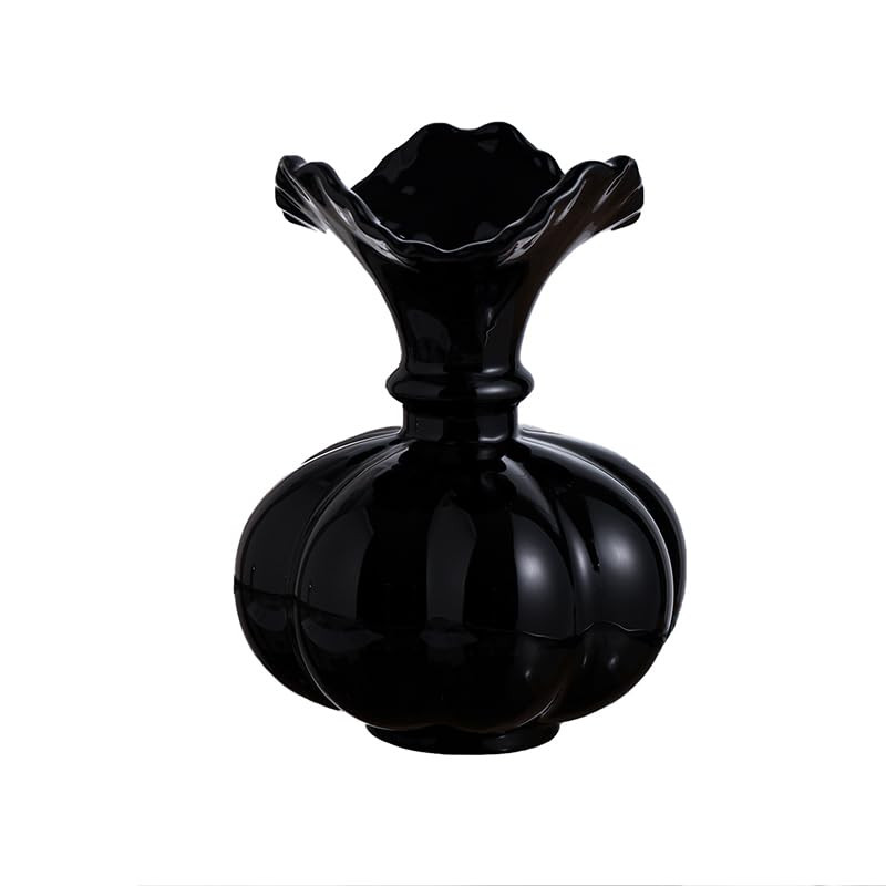Black White Cream 8in Ceramic Flower Boho Decor Pumkin Vase Aesthetic Beige Table Tulip Pampas Va... | Amazon (US)