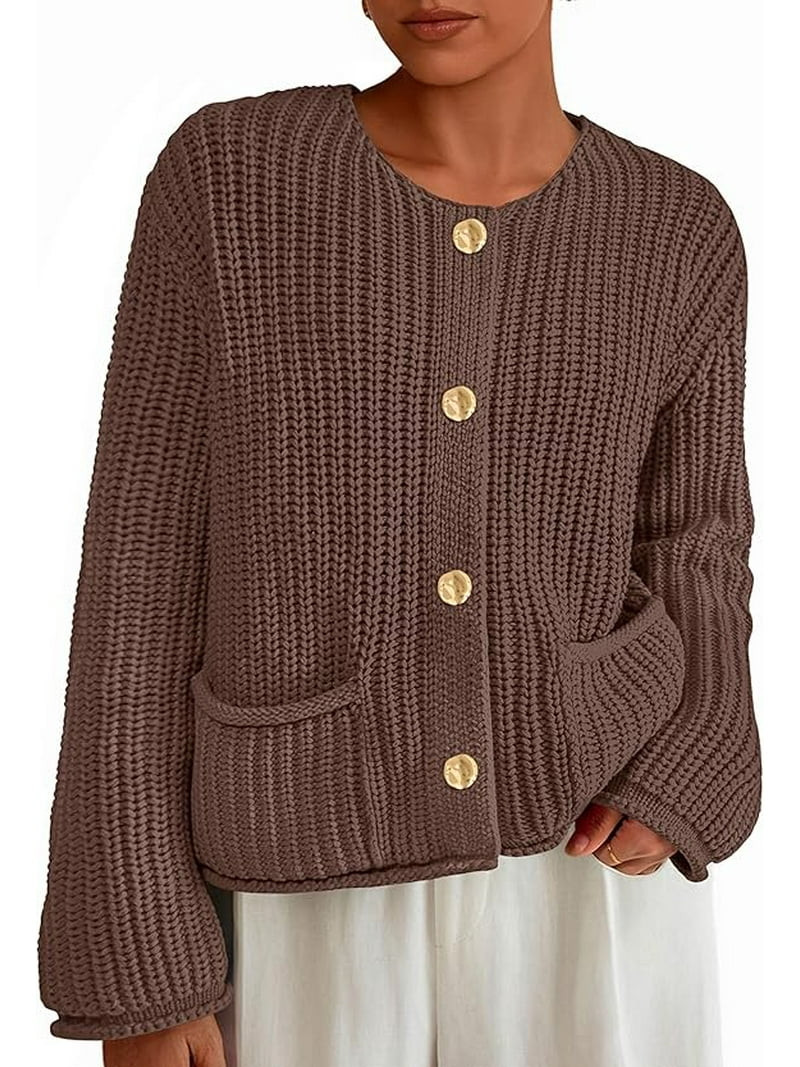 PRETTYGARDEN Cardigan Sweaters for Women Trendy Oversized Knit Chunky Button Cardigans Fall Winte... | Walmart (US)