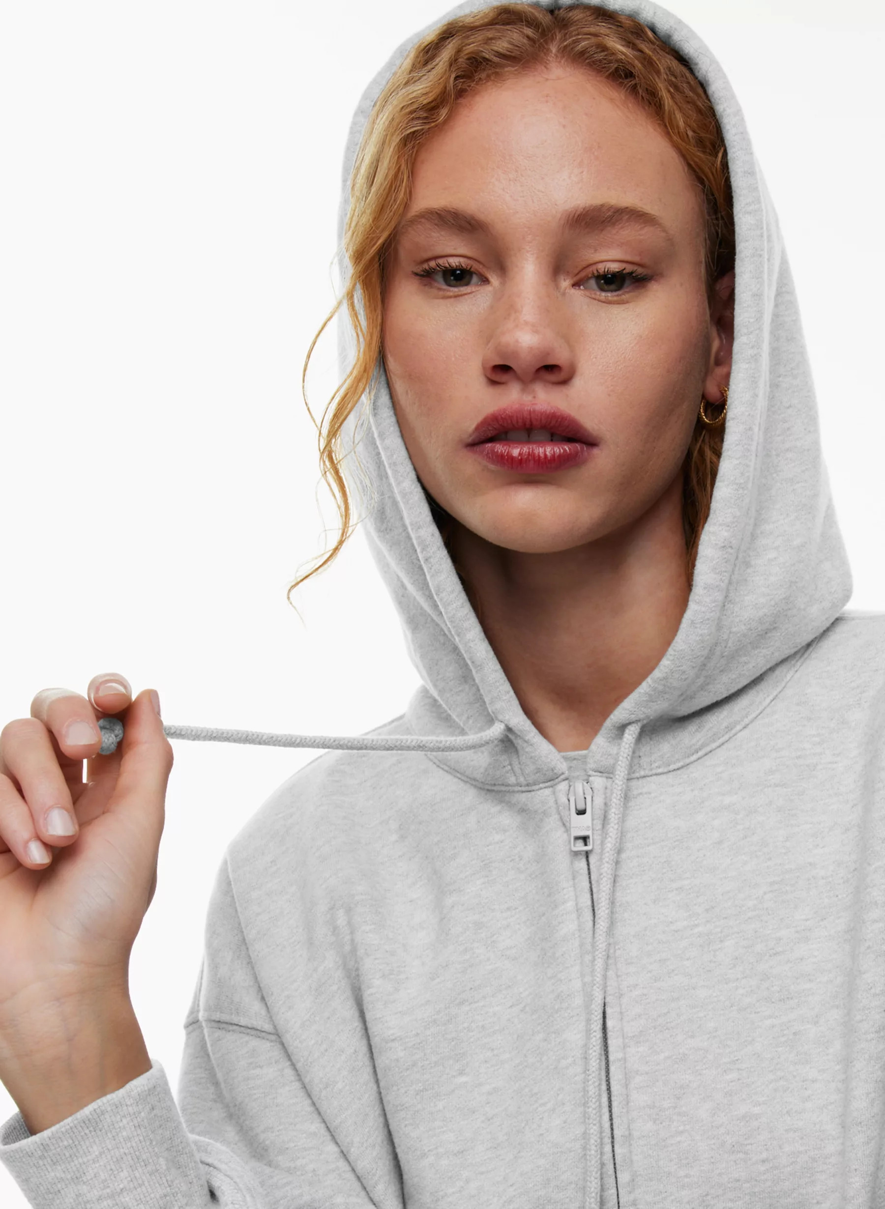 TERRY FLEECE BOYFRIEND BOXY ZIP HOODIE | Aritzia