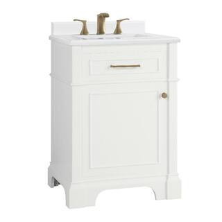 Melpark 24 in. W x 20 in. D Bath Vanity in White with Cultured Marble Vanity Top in White with Wh... | The Home Depot