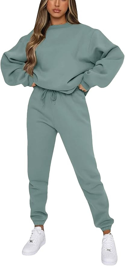 Alunzoem Jogger Sets for Women 2 Piece Sweatsuit Outfits Long Sleeve Pullover Sweatshirt Pants Se... | Amazon (US)