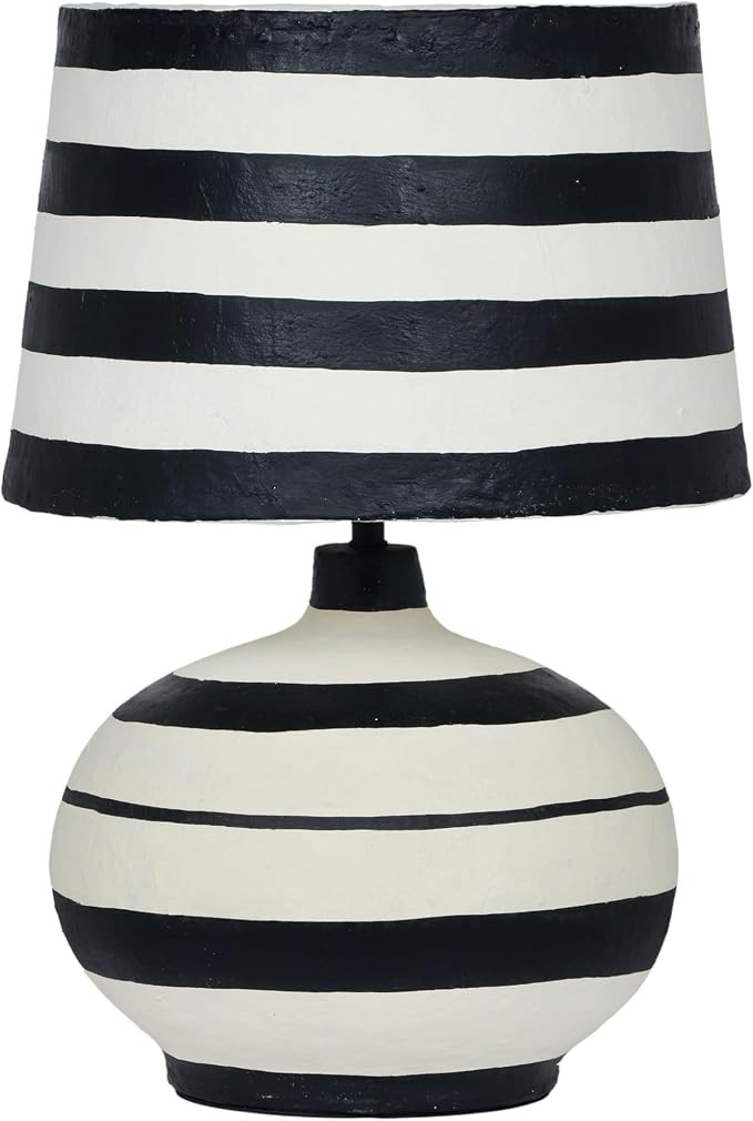 Tov Furniture Positano Black Striped Papier Mache Table Lamp | Amazon (US)
