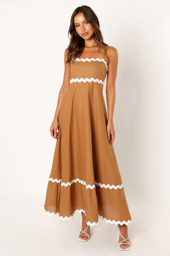 Yana Maxi Dress - Tan White | Petal & Pup (US)