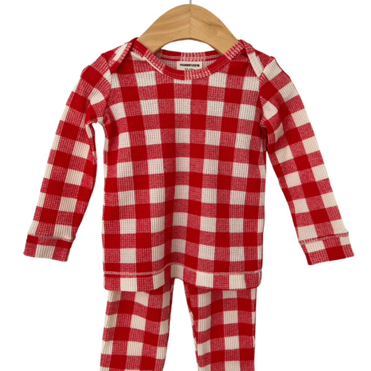 Organic Waffle 2-Piece Set, Red Plaid | SpearmintLOVE