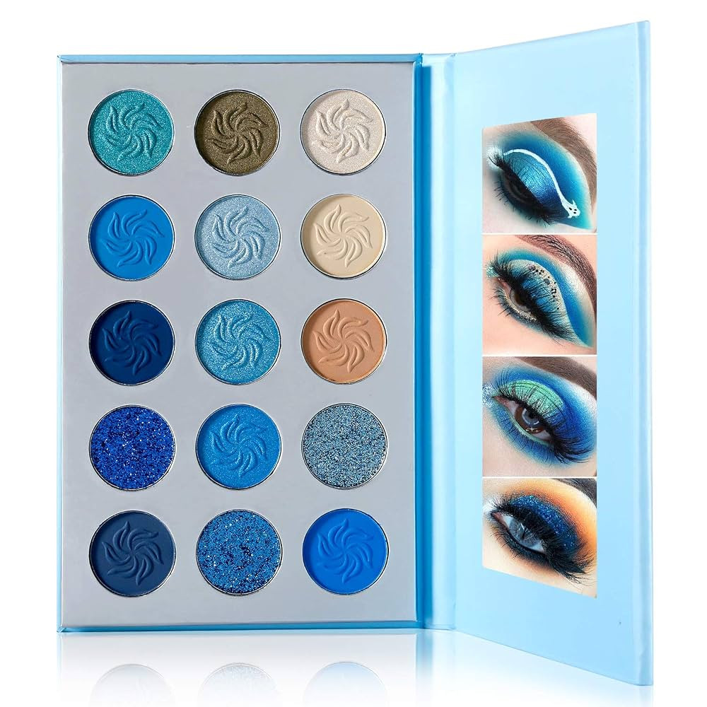 DE'LANCI Space Blue Eyeshadow Palette 15 Color Cosmetics Pressed Pigment Christmas Snowflake Eye ... | Amazon (CA)