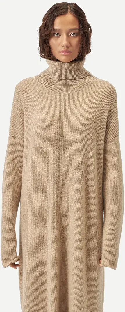 GOBI Mongolian Cashmere Organic Color Cashmere Turtleneck Dress | Nordstrom | Nordstrom