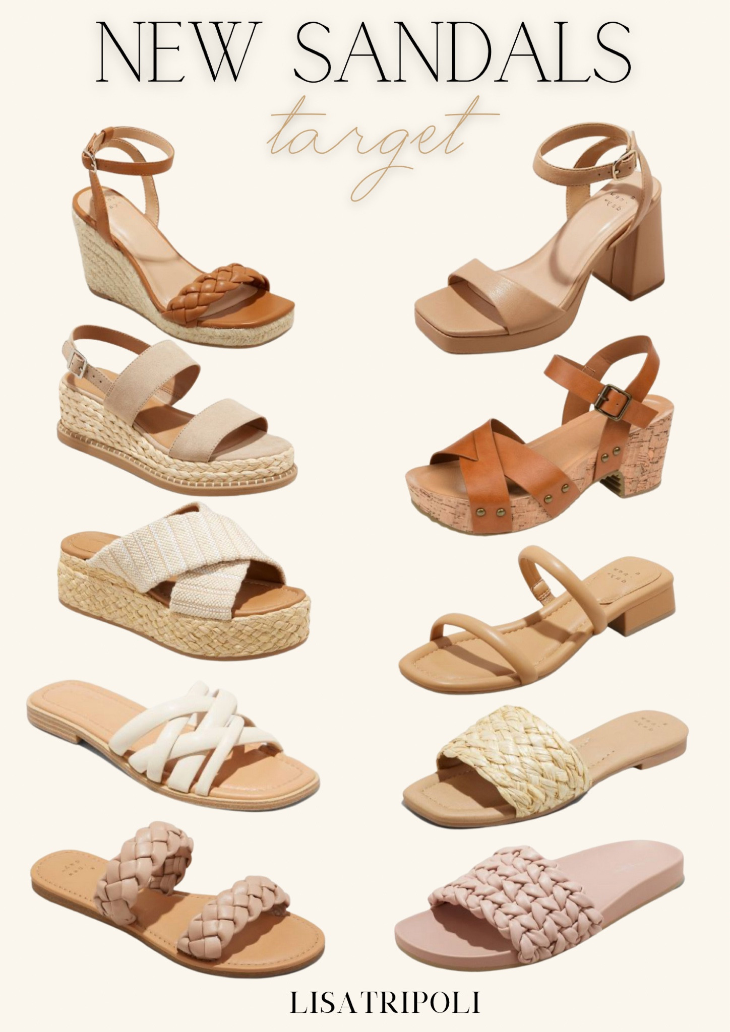 New Neutral Sandals for Spring & Summer from Target
braided slides | espadrilles | wedges | beach shoes | nude sandals | block heel | cork wedge 

#LTKunder50 #LTKSeasonal #LTKshoecrush