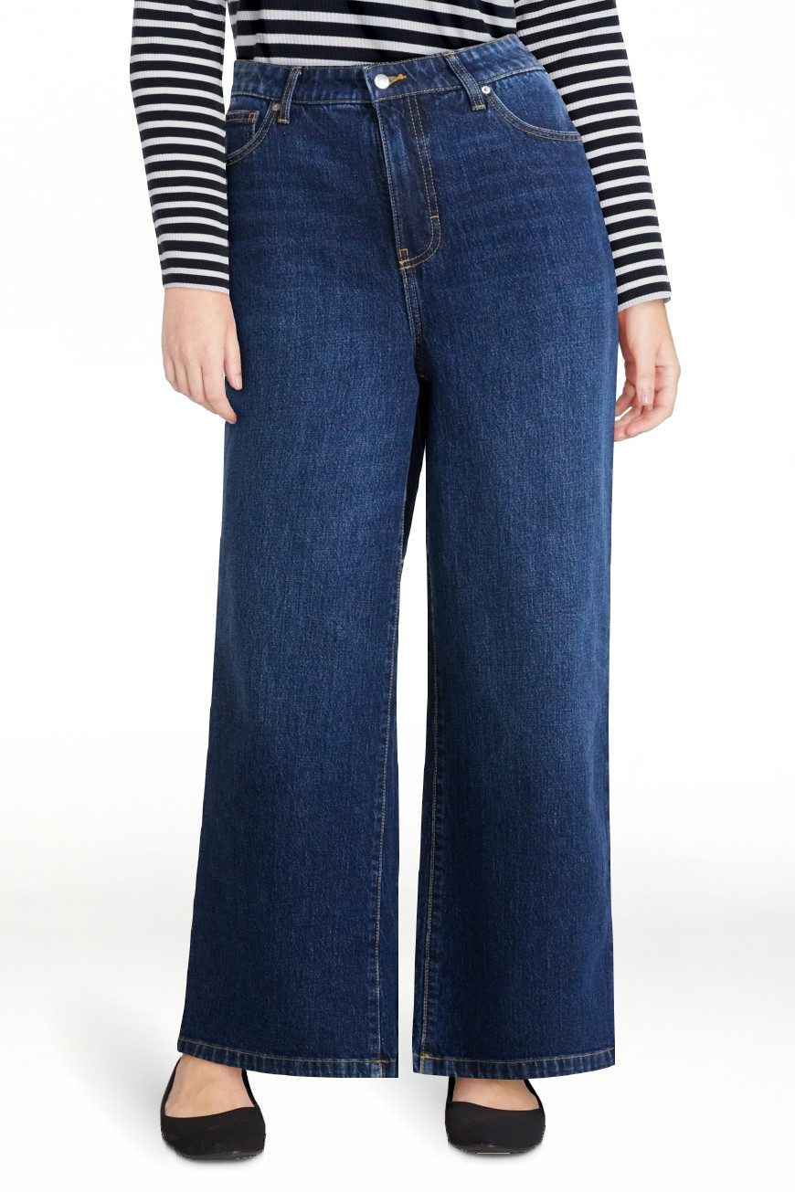 Free Assembly Women's High Rise Full Length Wide Leg Jeans, 30" Inseam, Sizes 0-26W | Walmart (US)