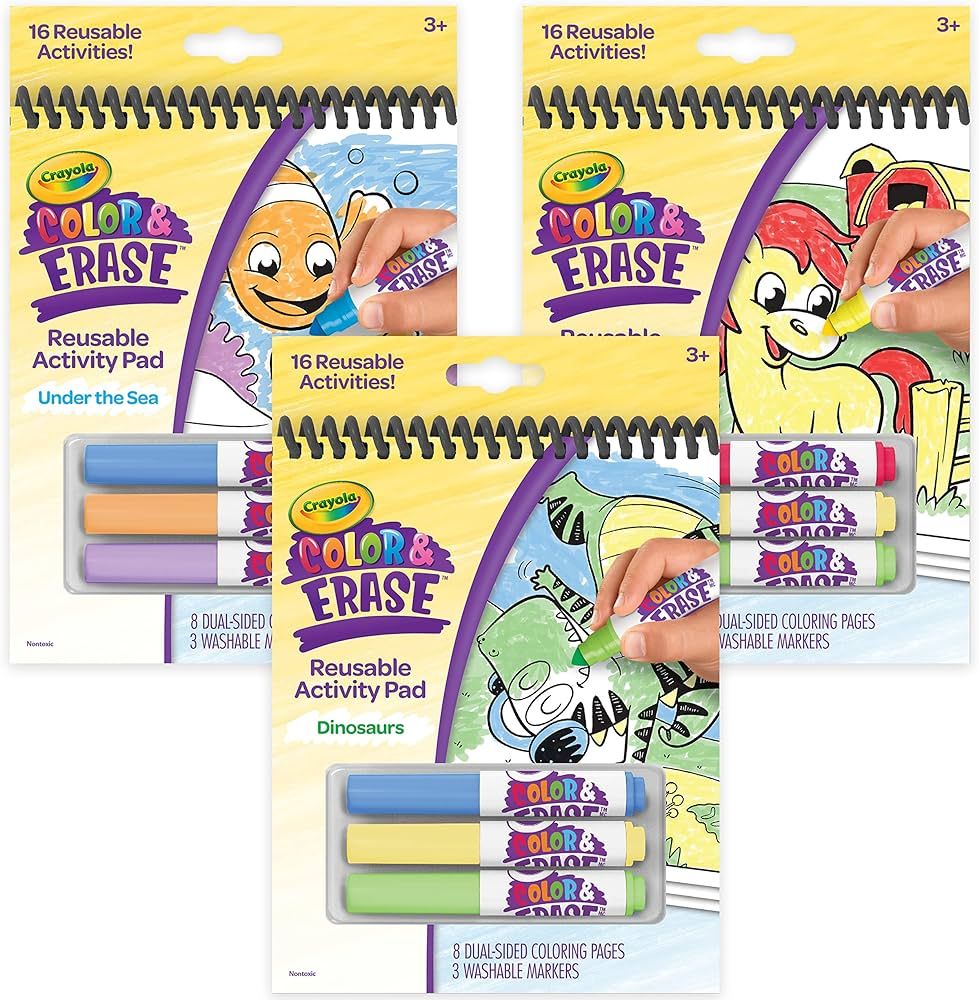 Crayola Color & Erase Coloring Book Set - Ocean, Farm, Dinosaur (3 Pack), Toddler Coloring Activi... | Amazon (US)