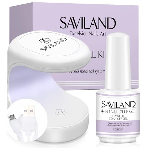 SAVILAND Gel X Nail Glue with Lamp, 4-in-1 U V Nail Glue Gel DUO 15 ML for Nail Tips and U V Nail Lamp for Nails Fast Curing Nail Glue for Gel X Nail Extension DIY Nail Art | Amazon (US)