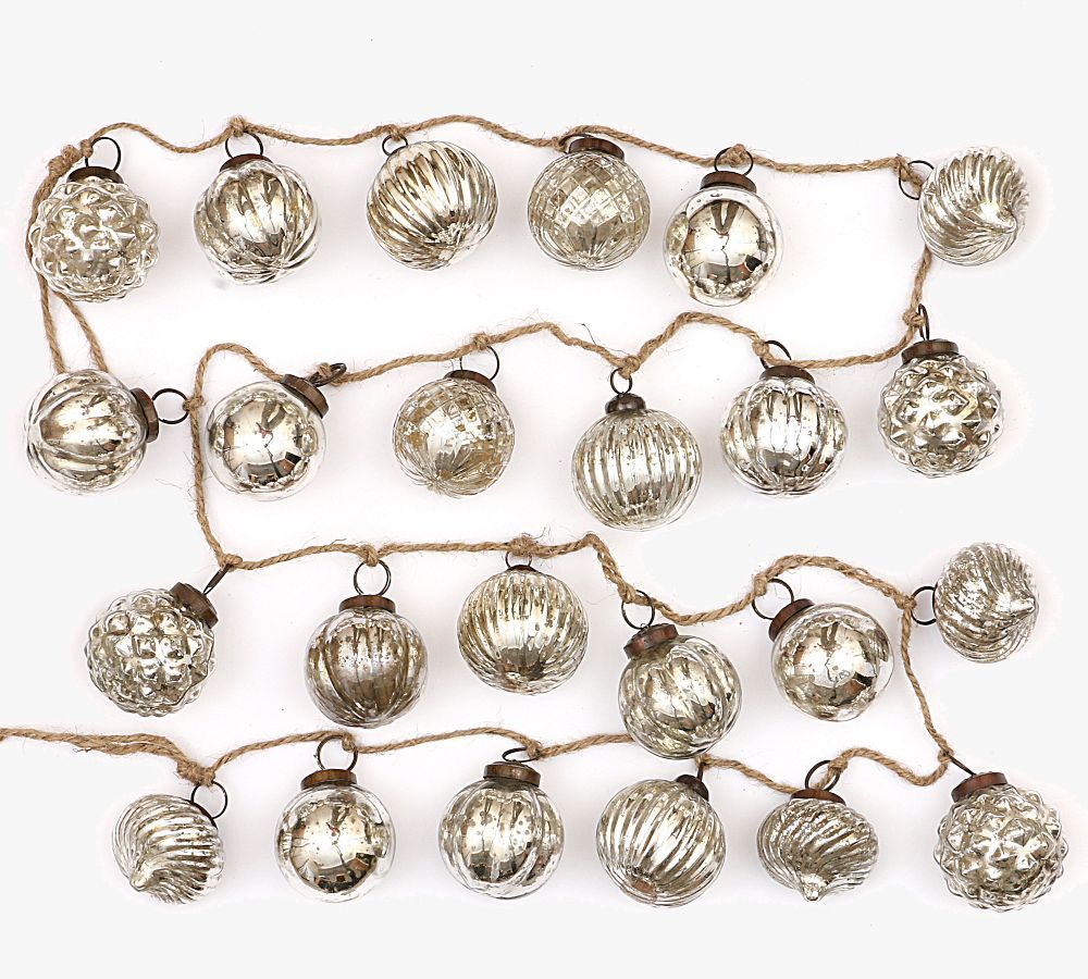 Antique Silver Mercury Glass Ornament Garland, 6' | Pottery Barn (US)