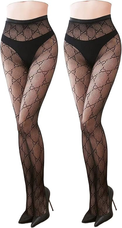 Sviiolnnr Sexy Fishnet Stockings Fashion Letter Tights for Women Sexy Lace Leggings Fishnet Stock... | Amazon (US)