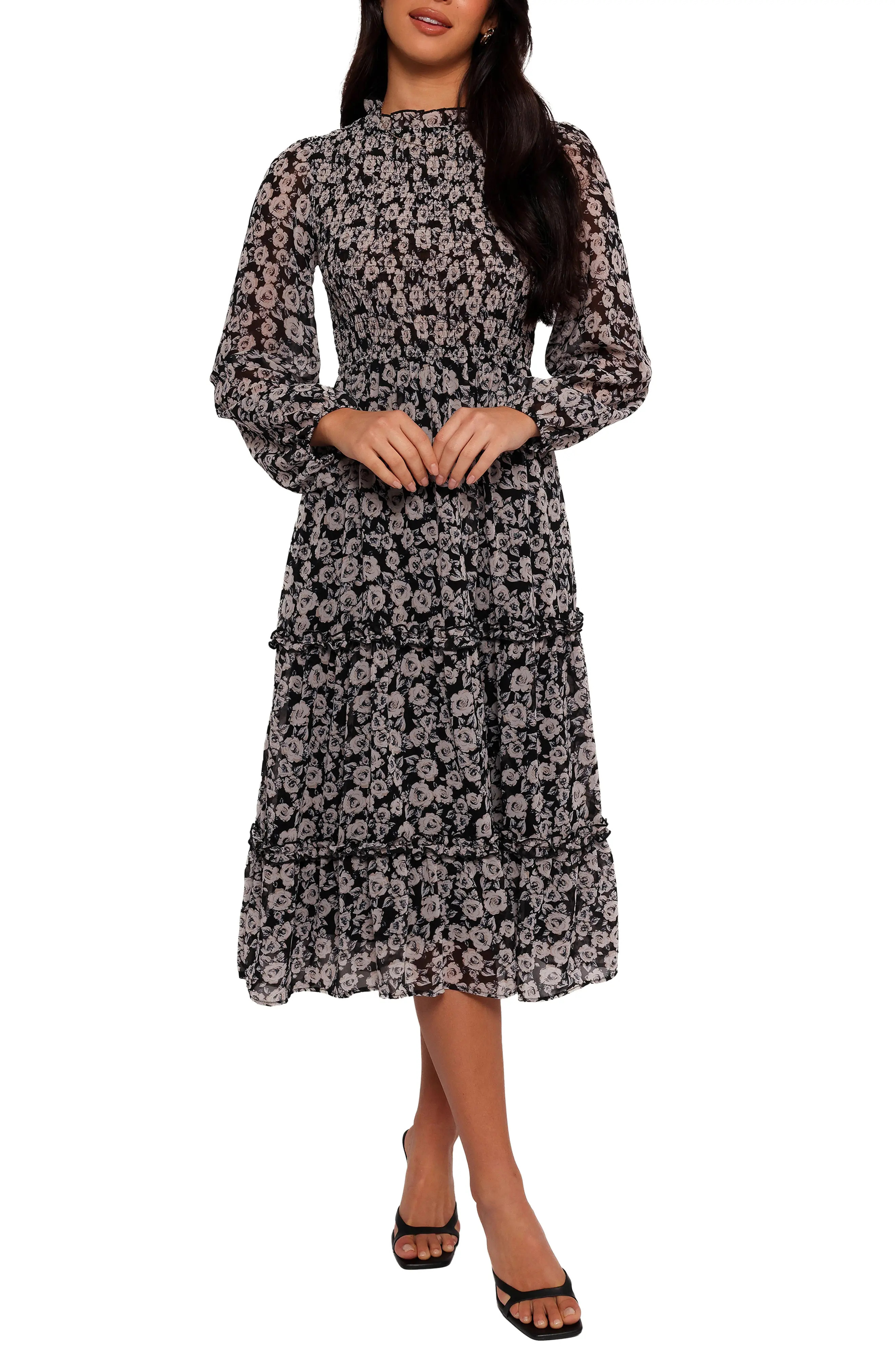 Petal & Pup Edwina Floral Long Sleeve Tiered Midi Dress (Women) | Nordstrom | Nordstrom