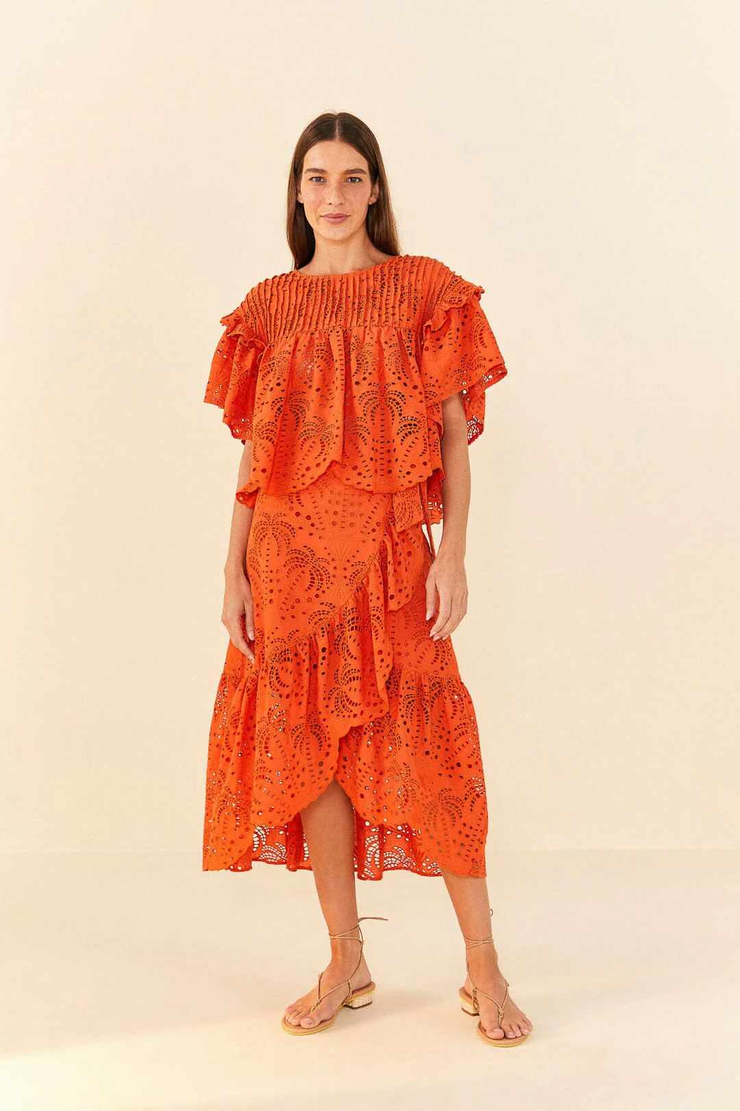 Orange Palm Tree Richilier Mini Skirt | FarmRio (US)