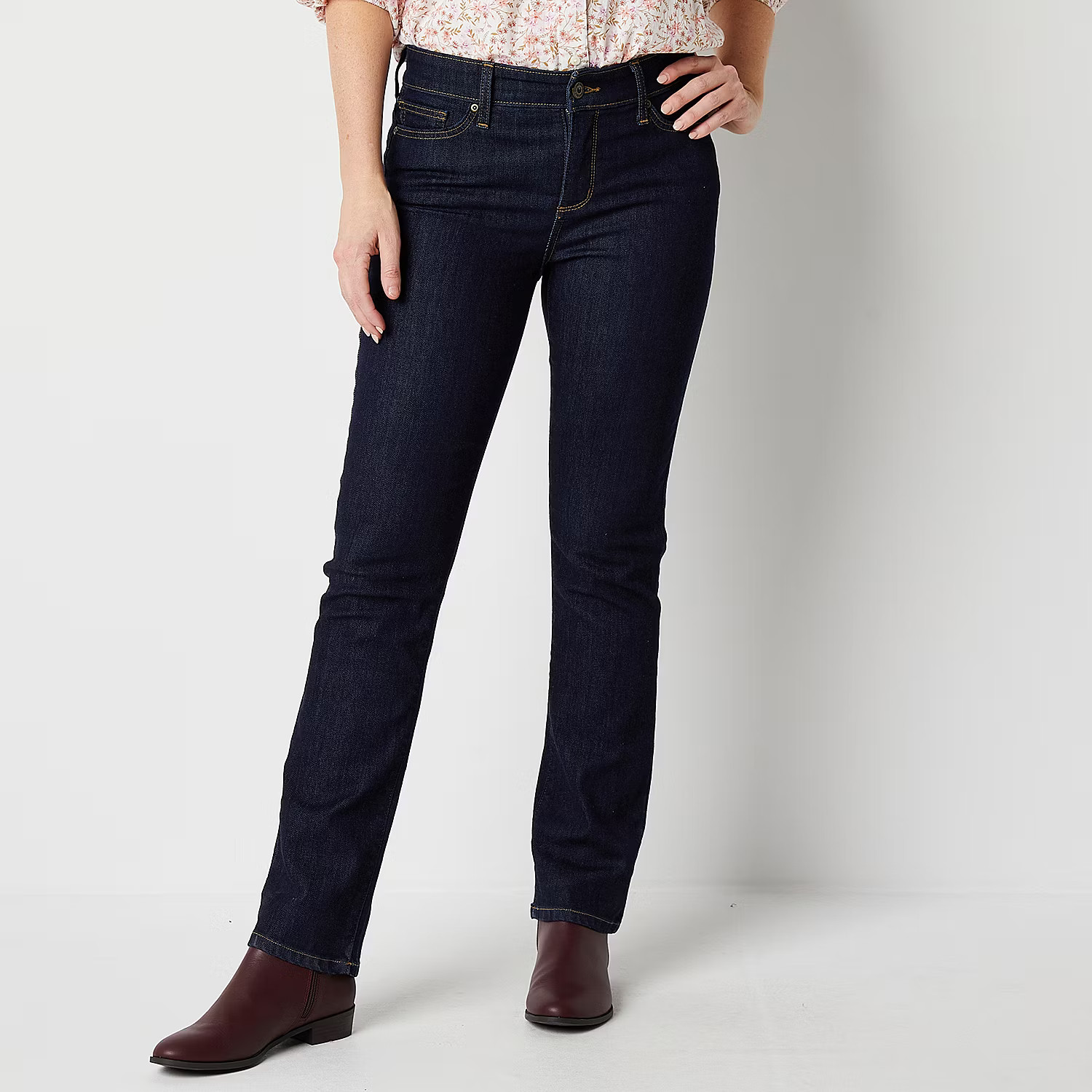 St. John's Bay Womens Mid Rise Secretly Slender Straight Leg Jean | JCPenney