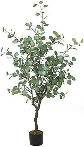 VIAGDO Artificial Eucalyptus Tree 4ft Tall 368 Silver Dollar Leaves Plants Fake Eucalyptus Stems Sil | Amazon (US)