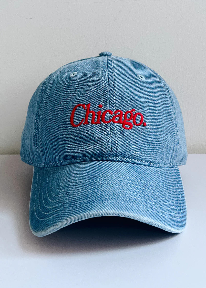 Chicago. Dad Hat - Denim &amp; Red | Alice & Wonder