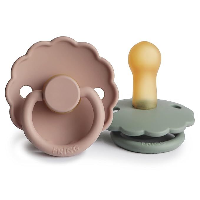 FRIGG Daisy Natural Rubber Baby Pacifier | Made in Denmark | BPA-Free (Blush/Sage, 6-18 Months) 2... | Amazon (US)