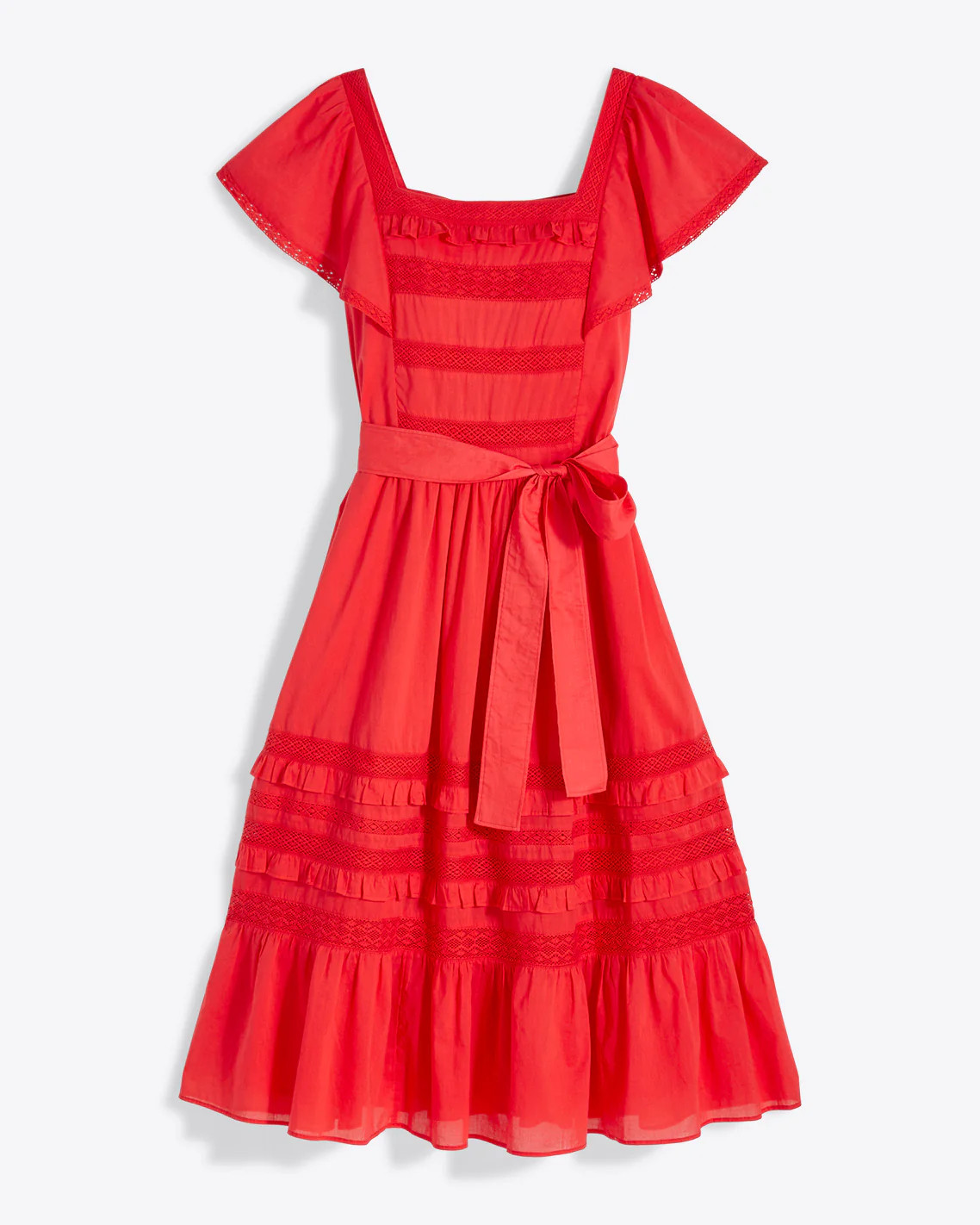 Tie Waist Peasant Dress in Embroidered Stripe | Draper James (US)