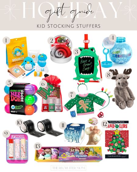 Kid Stocking Stuffer Ideas 

gifts for kids, holiday gifts, kids christmas presents, stuffed animals, lip smacker sets, mad libs, squishmallows, bubbles, Schylling Snow Ball, Playtape road, Schylling Brand Original Gobs and Globs

#LTKfindsunder100 #LTKHoliday #LTKGiftGuide