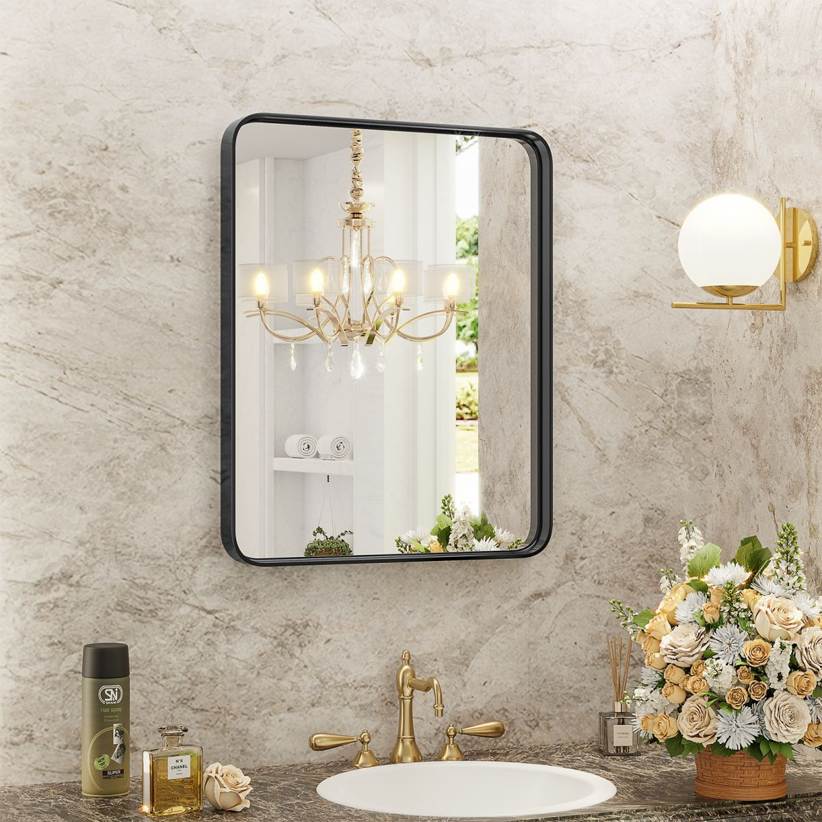 36"×24"Black Rectangle Farmhouse Bathroom Mirror Vanity Mirror for Wall,Aluminum Alloy Framed Wa... | Target