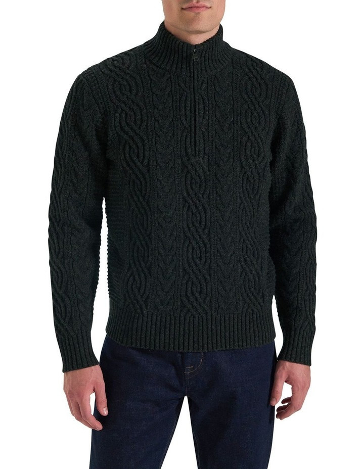 MJ Bale Bull Cable Half Zip Neck Knitwear in Charcoal Grey XL | Myer