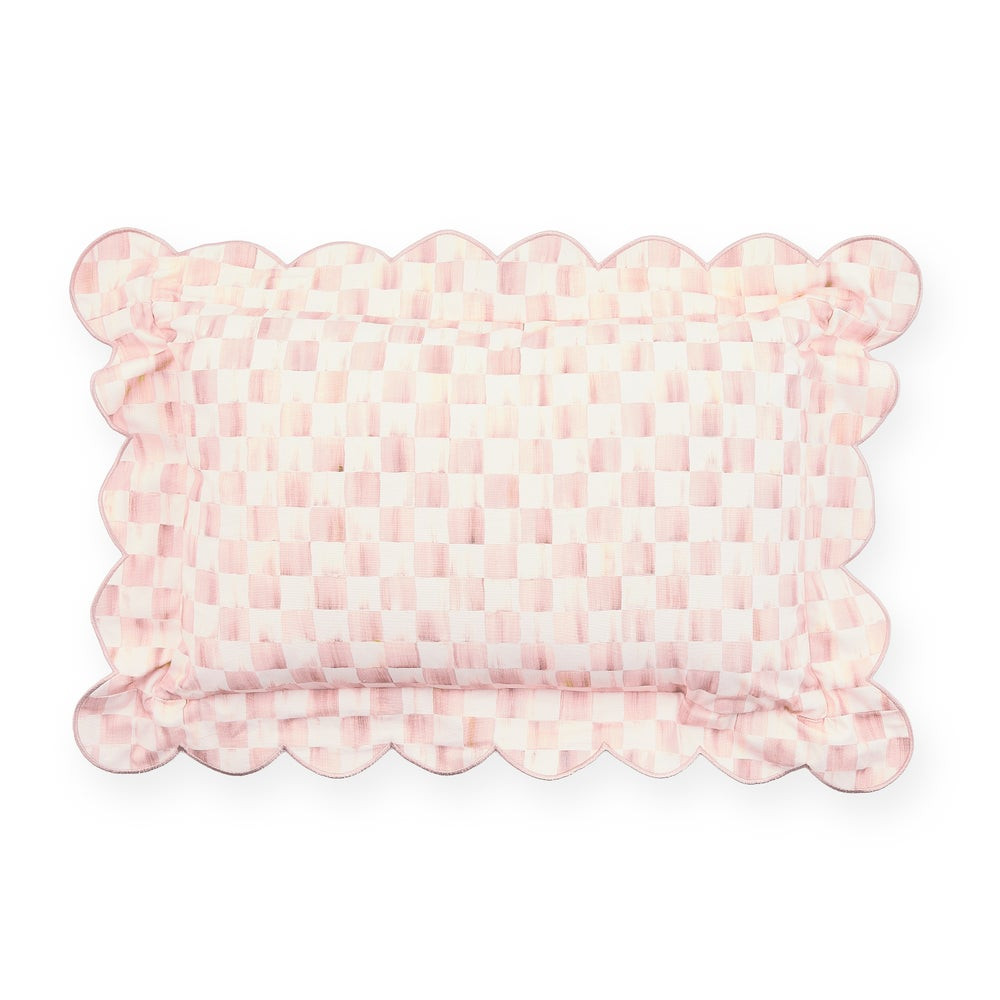 Rosy Check Reversible Scalloped Lumbar Throw Pillow | MacKenzie-Childs