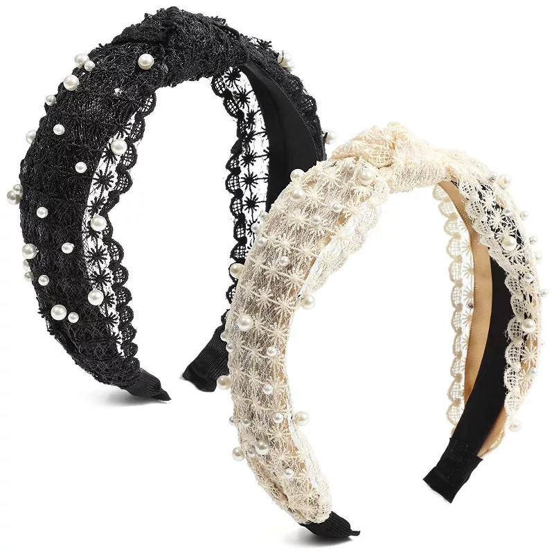 Glamlily 2 Pack Women's Lace Headband, Stylish Hairband, Pearl Hair Accessories | Target