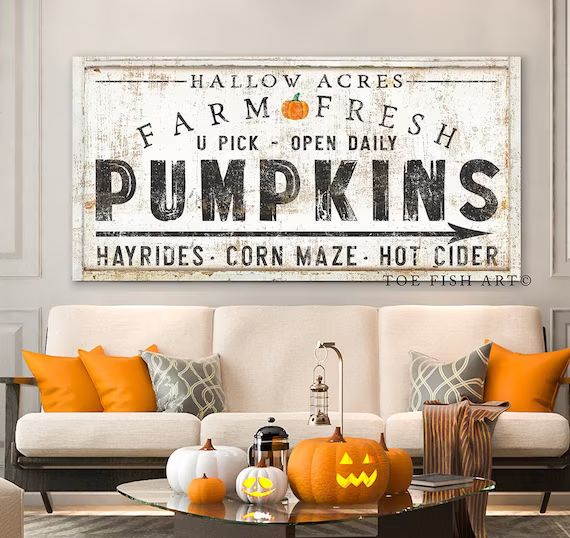 Pumpkin Patch Sign Halloween Home Decor Rustic Fall Decor Name Date Farmhouse Wall Decor Autumn H... | Etsy (US)